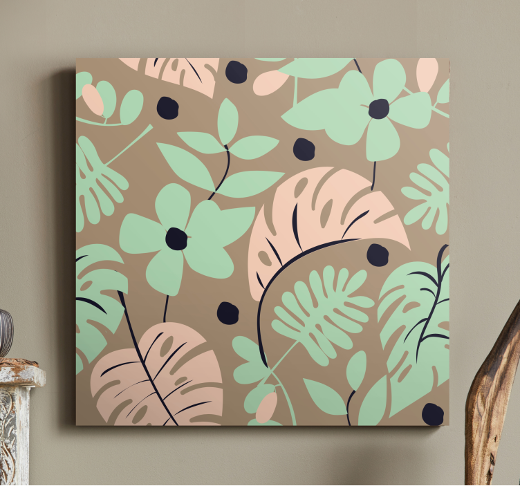 Pastel a flowers and leaves flower canvas - TenStickers