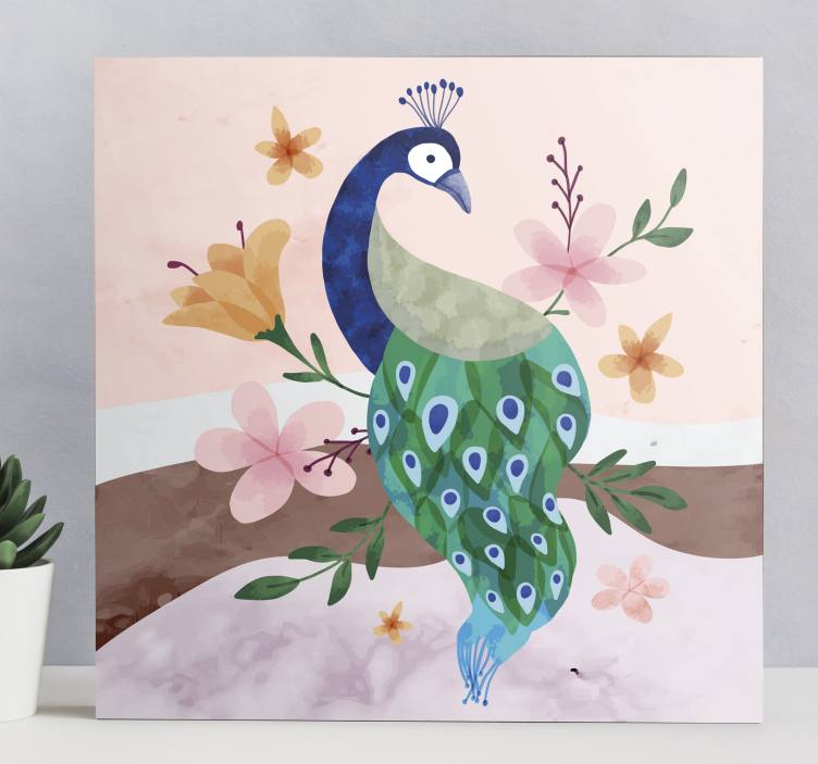 Peacock Blossom bird canvas wall art - TenStickers