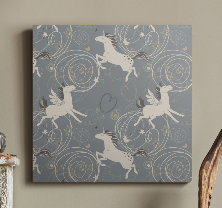 Pegasus unicorns dark background nursery canvas - TenStickers