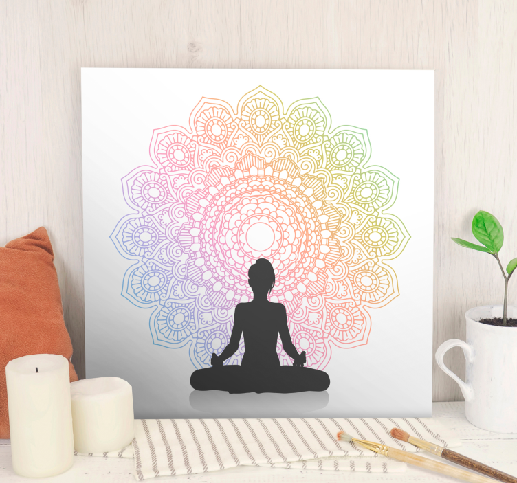 Rainbow yoga mandala canvas wall art - TenStickers