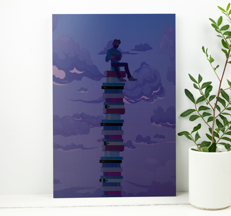 Retro canvas stacked books in the sky - TenStickers