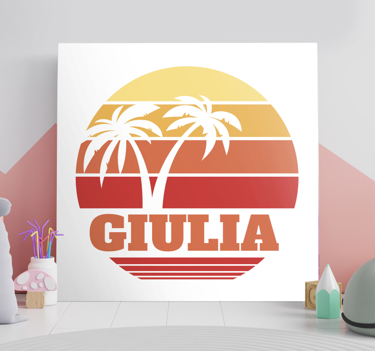 Retro Sunset with your name personalised canvas - TenStickers