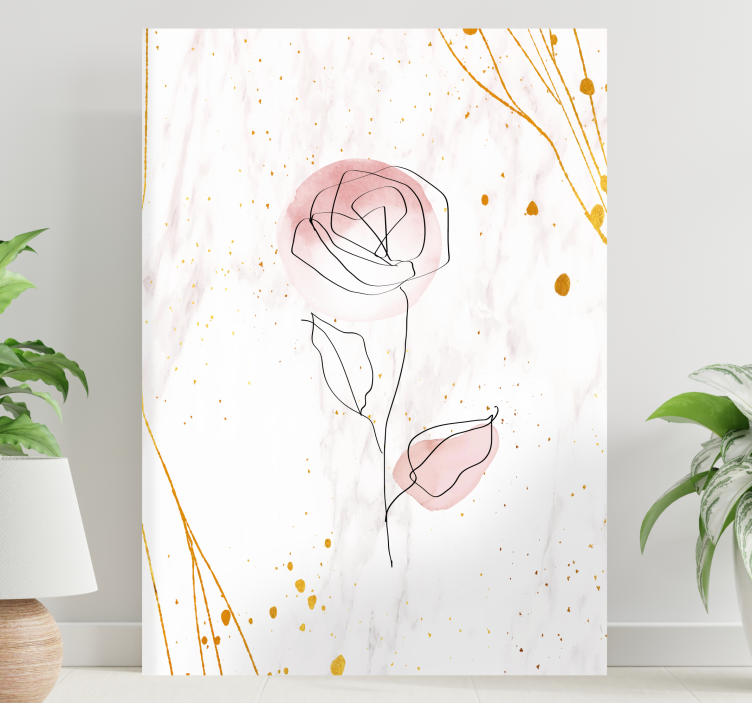 Rose on golden background 3D canvas prints - TenStickers