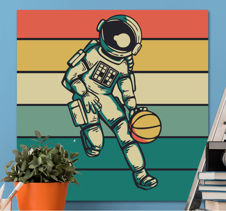 Sports canvas art cosmonaut playing basketball - TenStickers