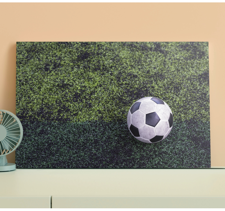 Sports canvas art soccer ball on grass - TenStickers