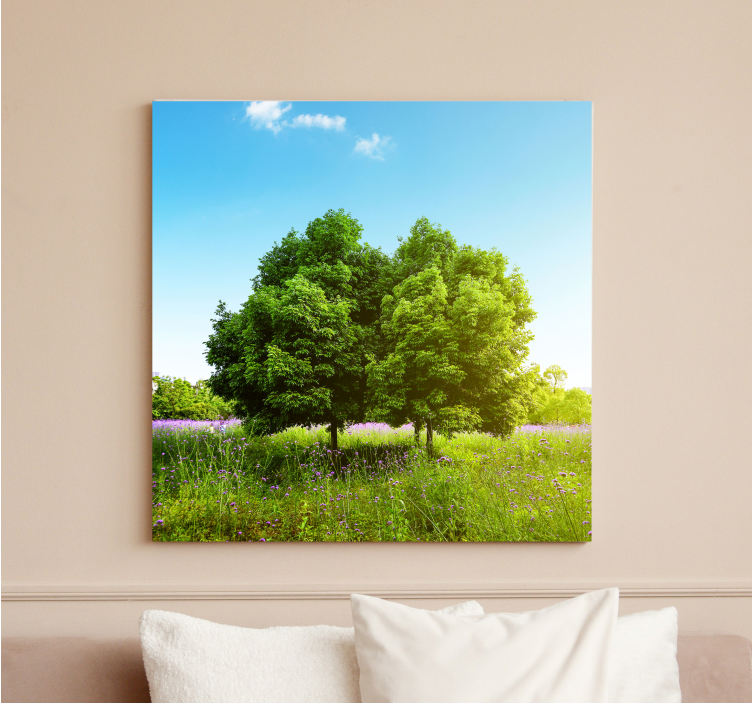 Tree canvas wall art serene greenery scene - TenStickers