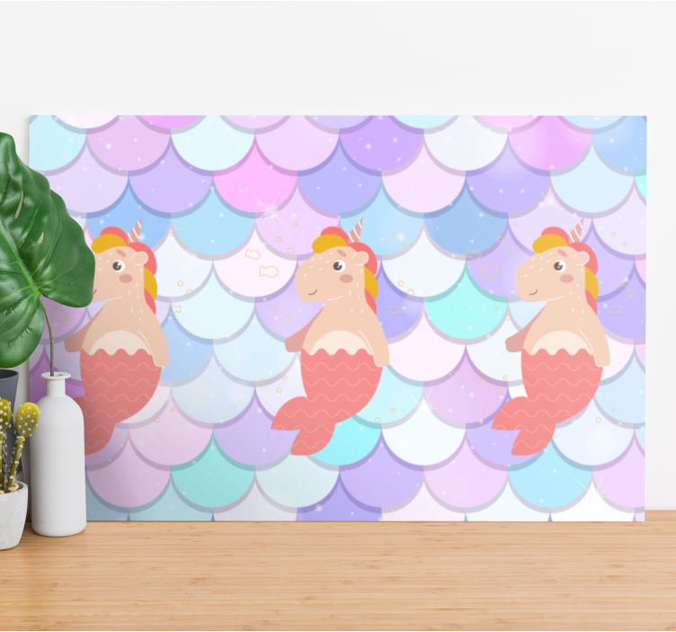 Unicorn sirens with fish scales  nursery canvas - TenStickers