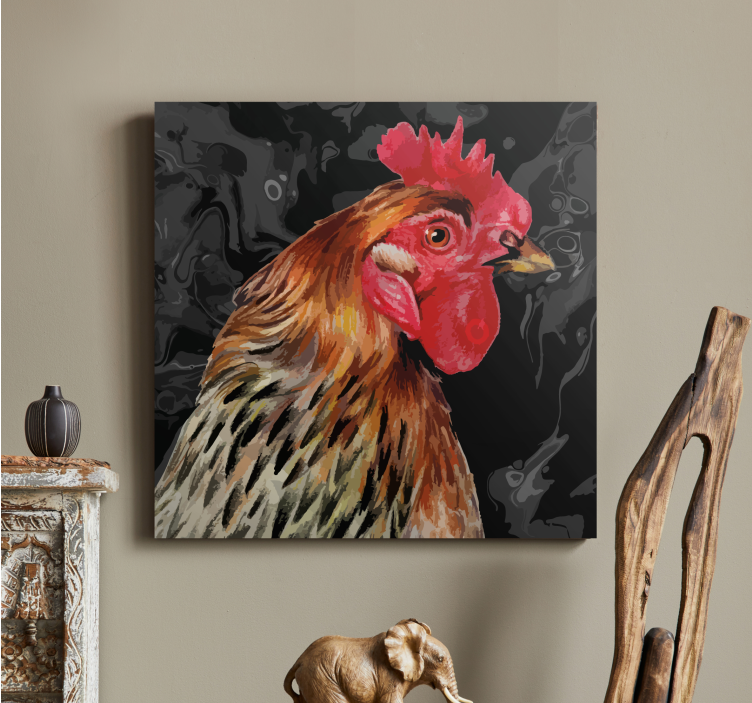 Vibrant Rooster Portrait animal canvas wall art - TenStickers
