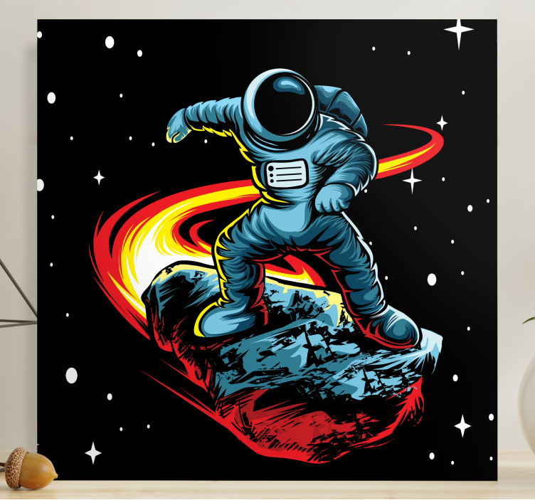 Video game canvas wall art astronaut surfing asteroid - TenStickers