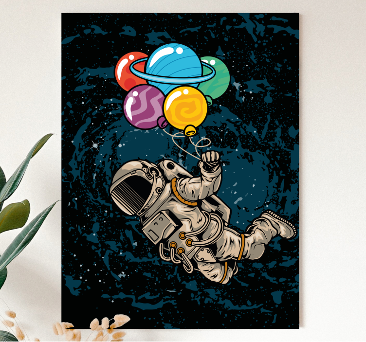 Video game canvas wall art astronaut with balloons - TenStickers