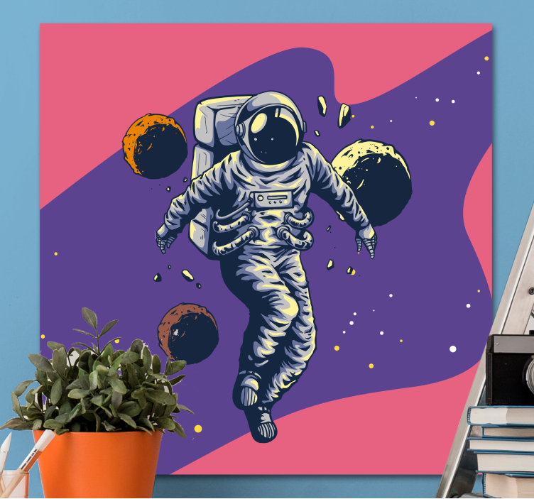 Video game canvas wall art cosmonaut in the cosmos - TenStickers