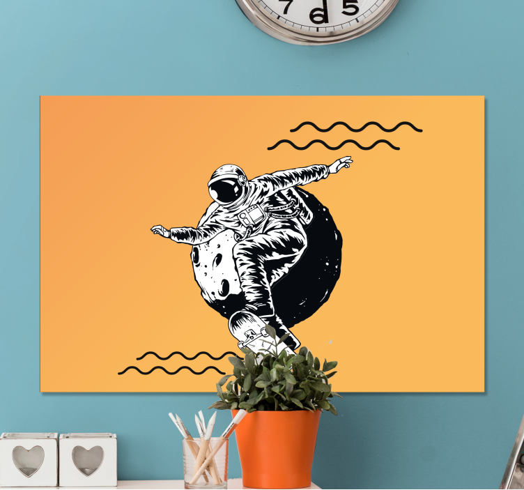 Video game canvas wall art cosmonaut skateboarding - TenStickers