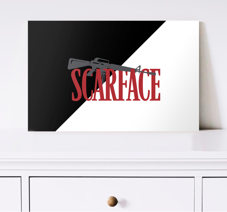 Video game canvas wall art scarface gun emblem - TenStickers