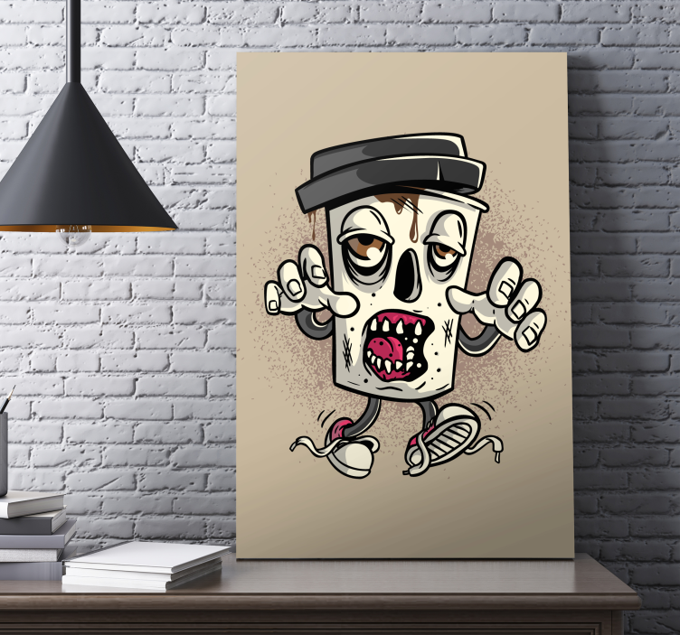 Video game canvas wall art zombie trash can - TenStickers
