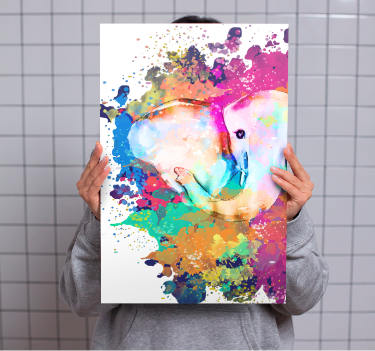 Vivid Colored Elephant geometric canvas - TenStickers