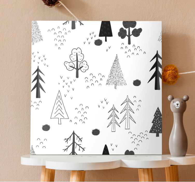 White minimalistic trees nordic canvas prints - TenStickers