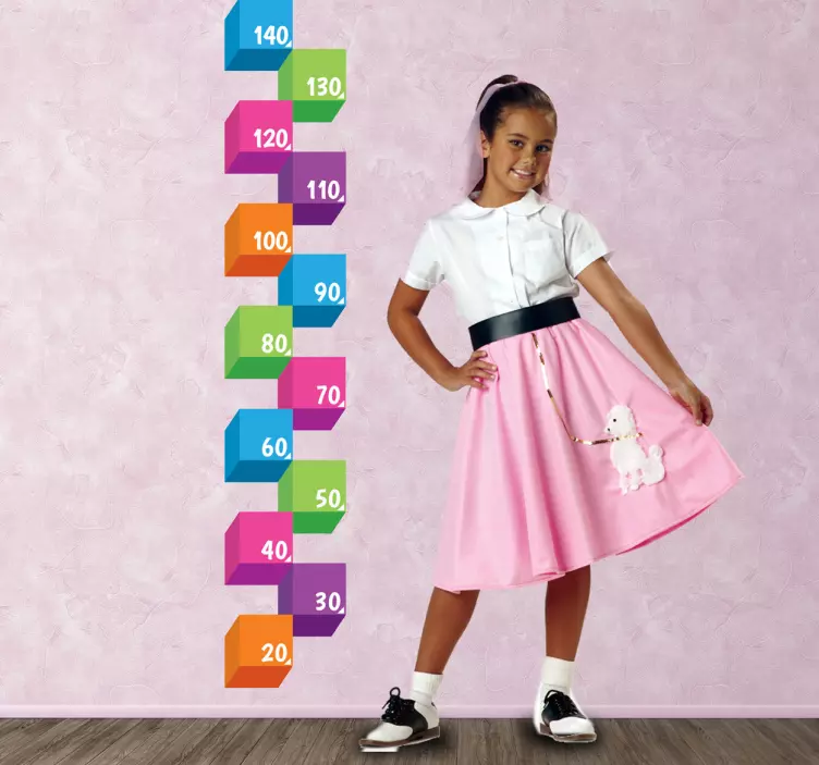 3D Cubes Height Chart Sticker - TenStickers