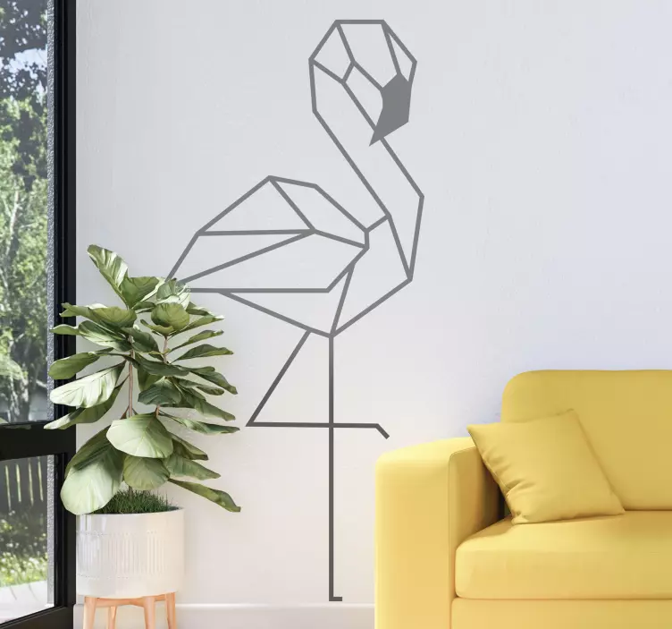 3d flamingo Living Room Wall Decal - TenStickers