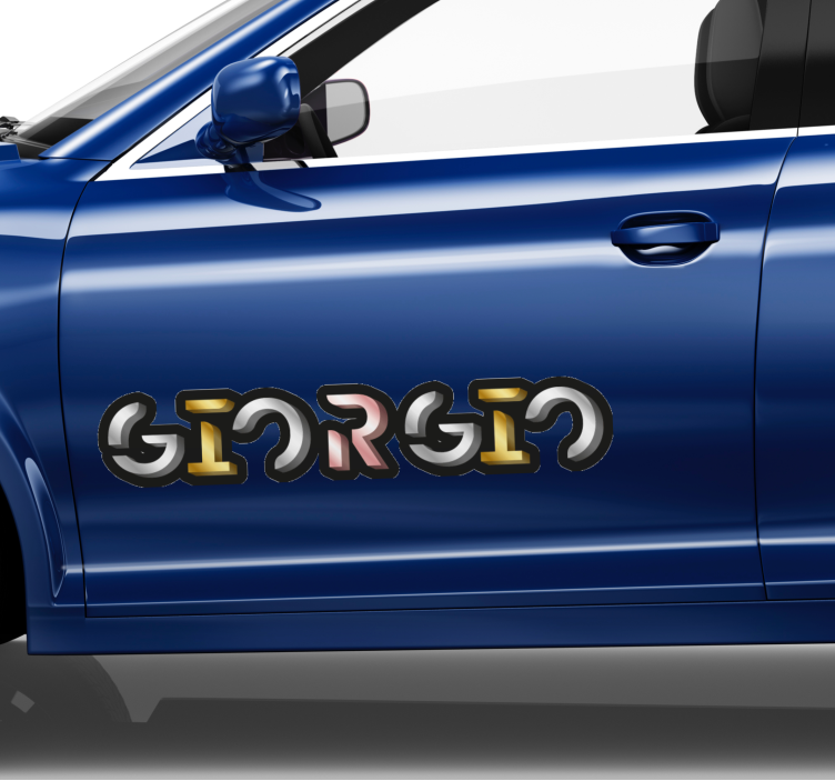 3d mockup silver gold font style  car decal - TenStickers