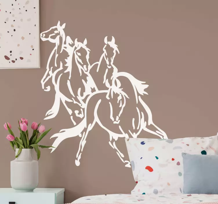 4 horses runing  animal wall sticker - TenStickers