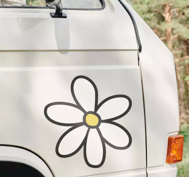 White daisy flower car sticker - TenStickers
