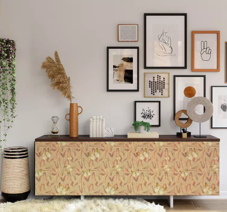 Autumn flores pattern furniture sticker - TenStickers