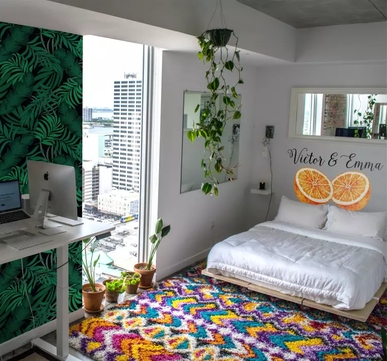 Orange Halved Customisable Headboard Sticker - TenStickers