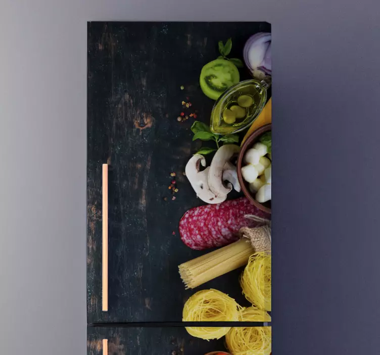 Vinyl Food on Wood fridge sticker - TenStickers