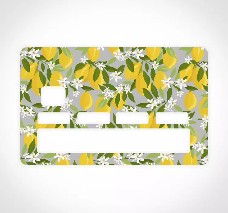 Credit card sticker lemon floral design - TenStickers