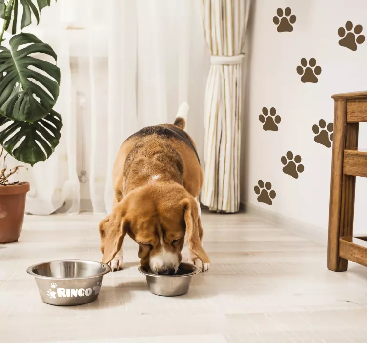 Customised name pawprints animal sticker - TenStickers