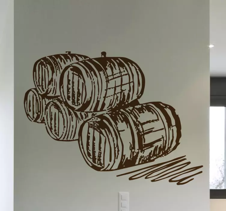 Cellar Barrels Illustration Wall Sticker - TenStickers