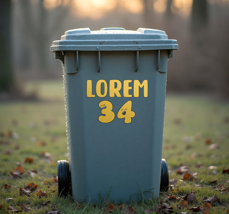 Recycling decal for bin playful number faces - TenStickers