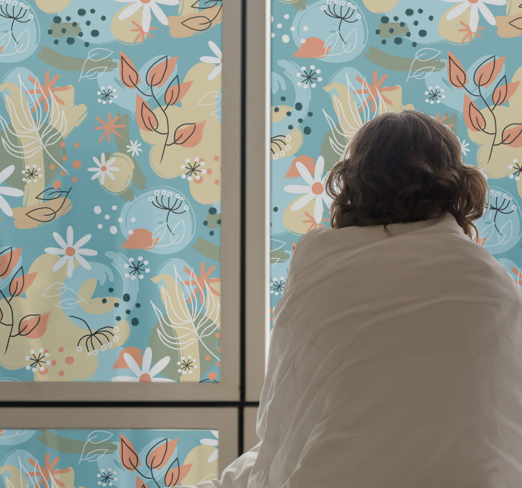 Abstract flat floral background window sticker - TenStickers