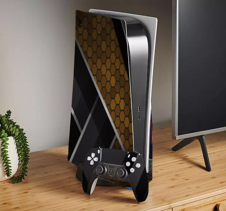 Abstract Gold Texture Playstation 5 stickers - TenStickers