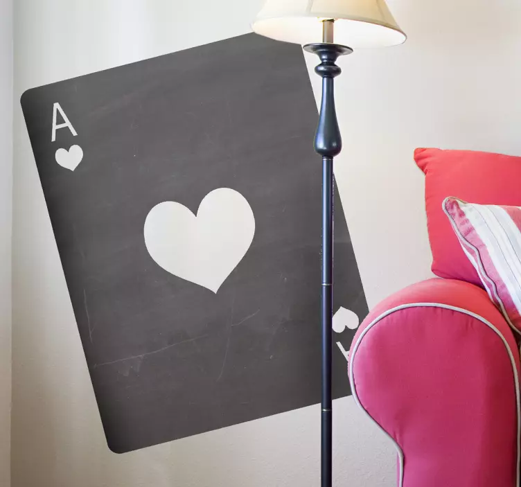 Ace Hearts Card Chalkboard Sticker - TenStickers