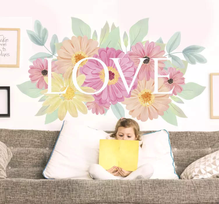 Affectionate Floral Arrangement love sticker - TenStickers