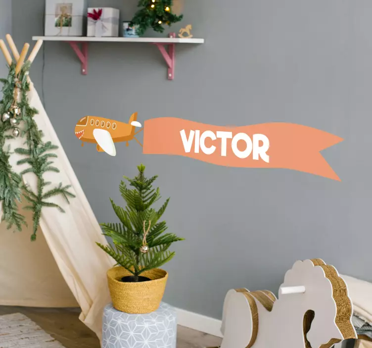 Airplane Custom Name wall stickers for kid - TenStickers