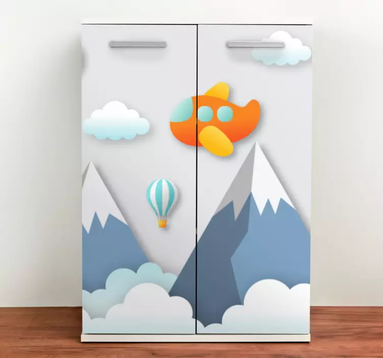 Airplane mountain scene furniture sticker - TenStickers