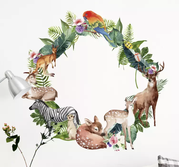 Animal paradise circle animal wall sticker - TenStickers