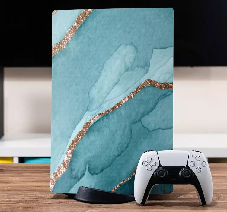 Aqua gold pattern PS5 skin - TenStickers