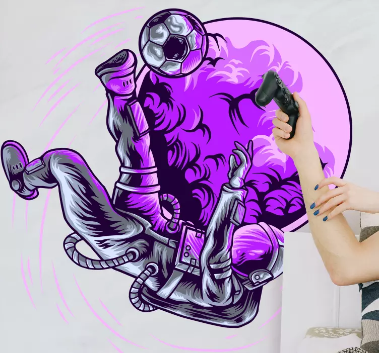 Football sticker astronaut kicking a ball - TenStickers