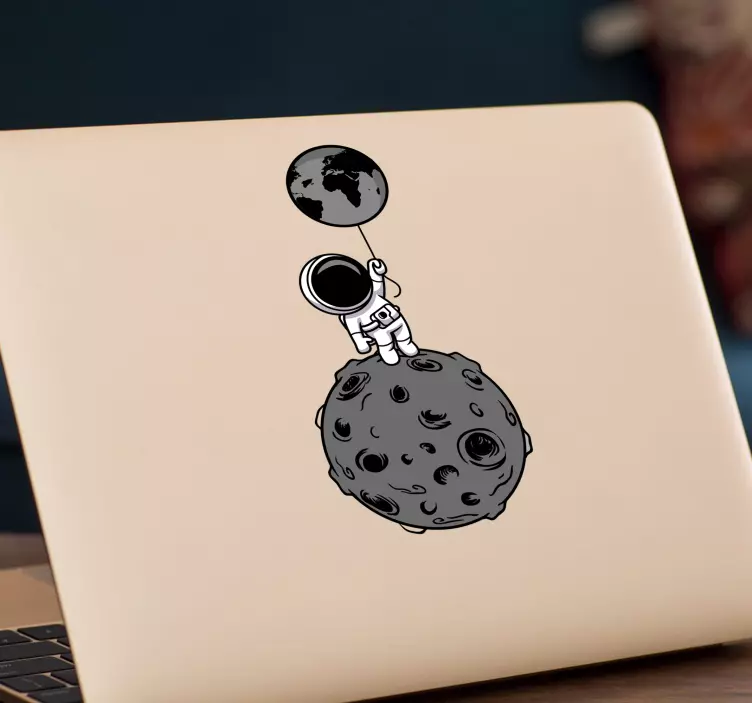 astronaut on the moon Laptop decal - TenStickers