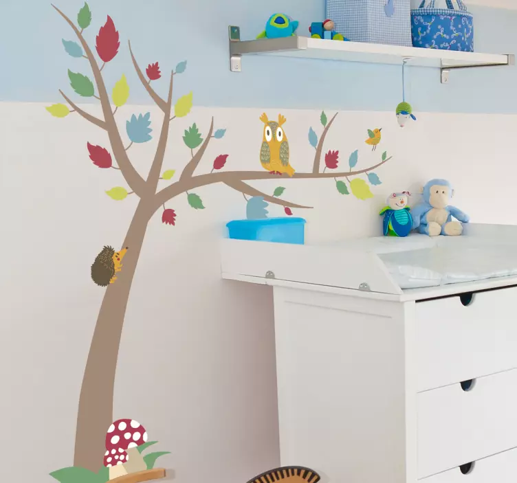 Autumn Forest Tree Owl Wall Sticker - TenStickers