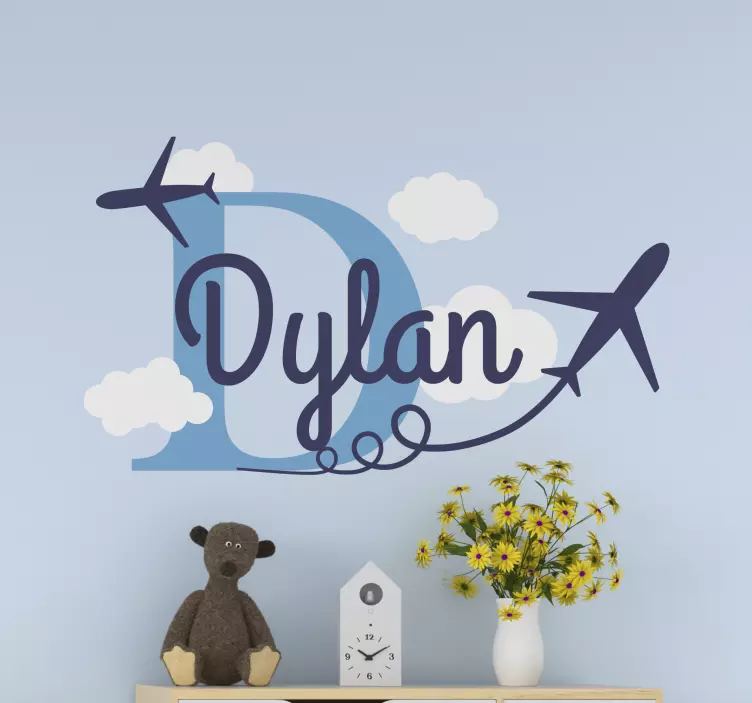 Aviation Themed Custom Name wall stickers for kid - TenStickers