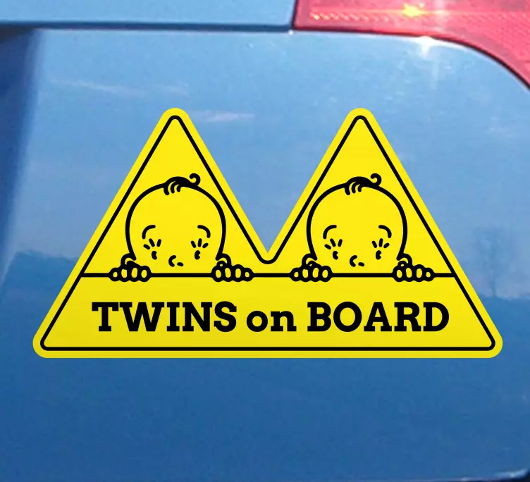 Baby on board sticker caution twins ahead - TenStickers