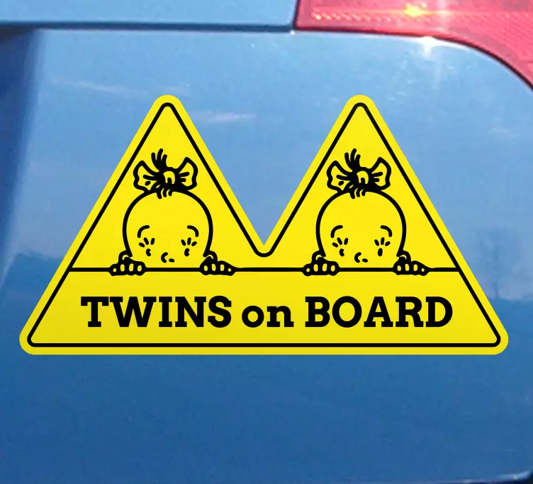 Baby on board sticker twins caution sign - TenStickers