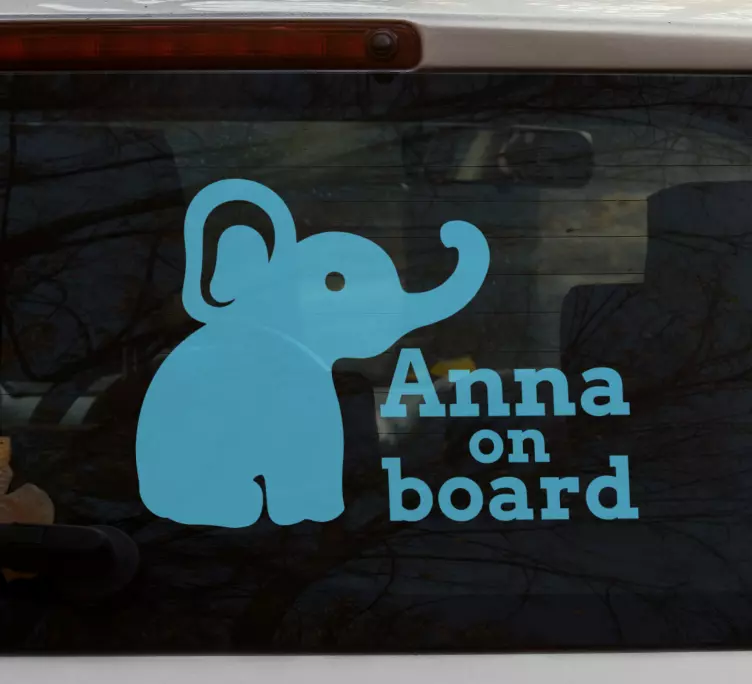Baby on board sticker with elephant personalization option - TenStickers