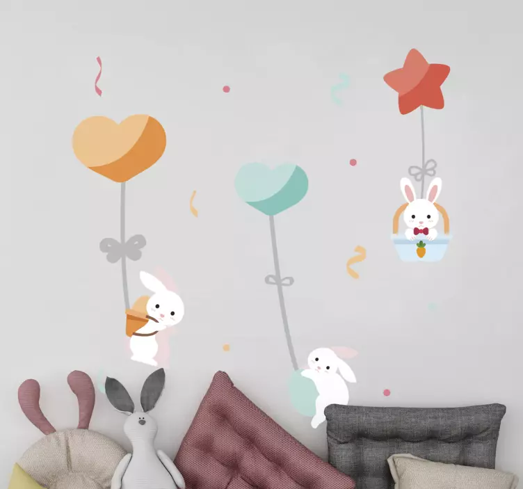 Balloons with Bunnies wall stickers for kid - TenStickers