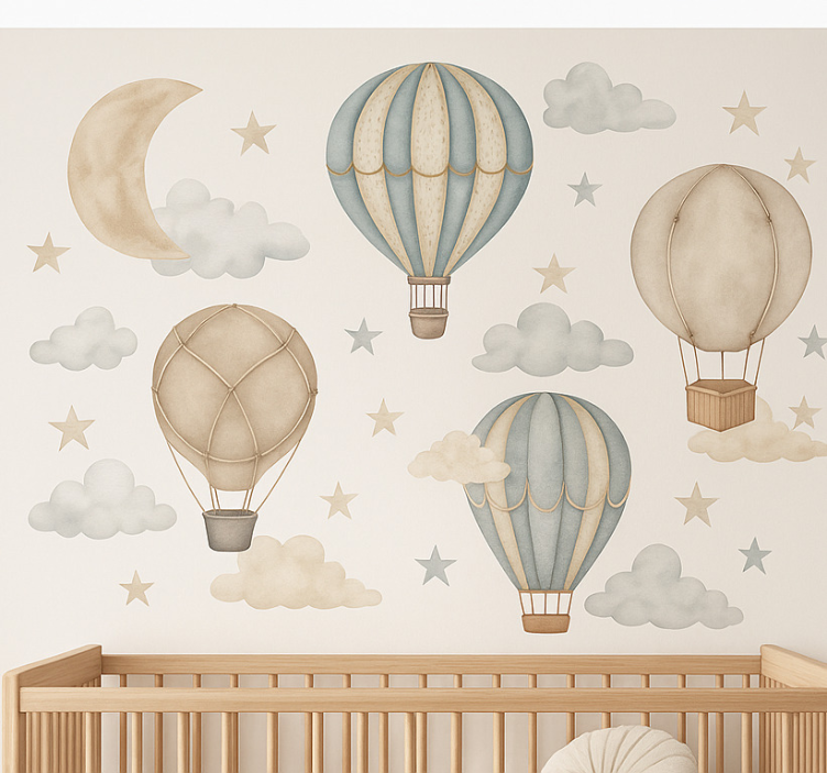 Balony i chmurki wall sticker - TenStickers