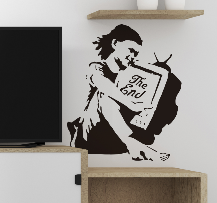 Banksy end TV girl wall art sticker - TenStickers
